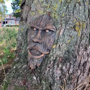 Green Man Tree Spirit Garden Ornament Wall Plaque Man of Forest Ent Resin Gift - Picture 1 of 13