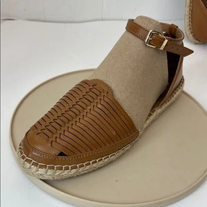 DV by Dolce Vita Brown Espadrilles Closed Toe Huarache Woven Leather Shoes Sz 10 - Picture 1 of 14