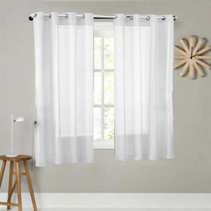 2 PIEZAS PANEL DE GASA TRANSPARENTE SÓLIDO INTERIOR OJALES DE BODA CORTINA DE VENTANA  Foto 1 de 1