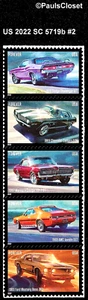 US 2022 SC 5719b PONY CARS - A4544 VERTICAL STRIP 5 FOREVER STAMPS VF MNH S-AD - Picture 1 of 2
