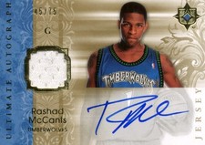2006-07 Ultimate Collection Autographs Jerseys Card #AURM Rashad McCants /75