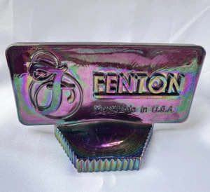 Fenton Art Glass Purple Carnival Iridized Dealer Logo Sign w/ sticker - Picture 1 of 11