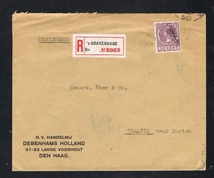 Nederland 1927 Aangetekende envelop met 194 EF s'Gravenhage > Thalwil (CH) - Picture 1 of 2