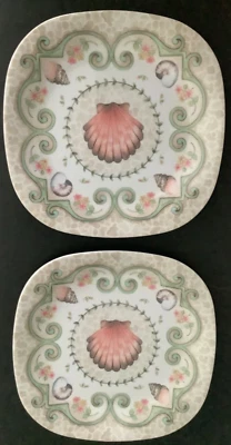 Juego de 2 platos de melamina con cáscara de vieira marina acento de artistas  Foto 1 de 4