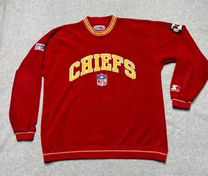 Vintage Kansas City Chiefs Sweatshirt Mens Medium Red Starter 90s Terry Cloth - Picture 1 of 10