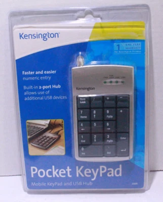 Kensington Pocket KeyPad w/ USB Ports Wired USB Number Pad 33006F New - Image 1 of 4