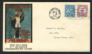 US.1932 Los Angeles Olympics FDC with Cinderella on back - Picture 1 of 2