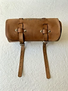 LEATHER UNDER SEAT BAG 18 X 8 CM 140 GRAMS BROWN WITH CYCLE PRO STAY CLIPS - Picture 1 of 6