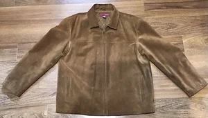 Y2K Era Merona Cowhide Suede Brown Leather Ranch Jacket Chore Coat Men’s Sz XL - Picture 1 of 4