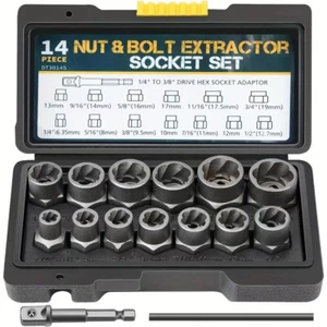 14pcs Locking Wheel Lug Nut Removal Tool Stud Bolt Impact Twist Socket Extractor - Picture 1 of 16