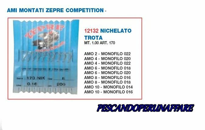 ZEPRE COD. 12132 nichelato trota serie.170NK  8 ami a confezione - Immagine 1 di 1
