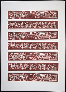 MAYEU PASSA, Original Linocut, Char de la Madeleine, Signed Numbered - Picture 1 of 4