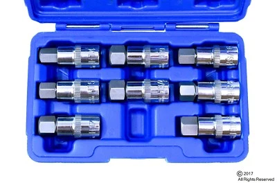 1/2" Drive Jumbo Hex Bit Sockets | 8pc SAE & Metric Set Standard Allen Wrench