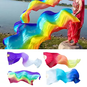 Belly Dance Fan Silk Fan Colored Dance Cloth Fan Long Folding Belly Dance Fans - Picture 1 of 46