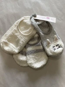NEW 3 pack Secret Treasures Cozy Liner Socks White and Grey NWT Cat - Picture 1 of 5