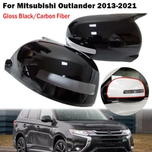 For Mitsubishi Outlander 2013-2021 Carbon&Black Rearview Mirror Cover Trim Caps - Picture 1 of 16