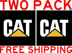 PAQUETE DE DOS CALCOMANÍAS PEGATINA GATO ORUGA VINILO 3M EE. UU. CAMIÓN VENTANA PARACHOQUES PARED COCHE - Imagen 1 de 1