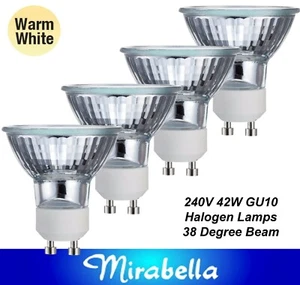 4 x 42W=50W GU10 240V Halogen Downlight Globes Bulbs Lamps Down Light Mirabella - Picture 1 of 2