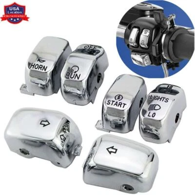 Chrome Hand Control Switch Housing Cap Button For Harley Touring Softail 96-13 - Image 1 of 4