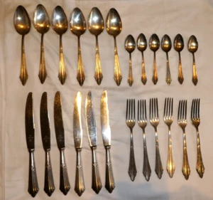 24 ANTIKE TEILE 90/100er SILBERT BESTECK WMF FÄCHERMUSTER JUGENDSTIL 6 PERSONEN - Picture 1 of 19