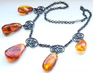 Amber Genuine Baltic Multicolor Necklace With Pendants 41 gram 波羅的海琥珀 - Picture 1 of 5