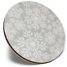 Round Single Coaster  - BW - White Snowflake Christmas Snow  #35163