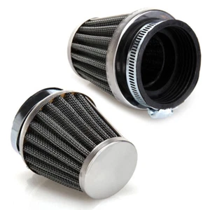 54mm Motorcycle Cafe Racer High Flow Tapered Chrome Pod Air Filter Cleaner ×2 - Picture 1 of 9