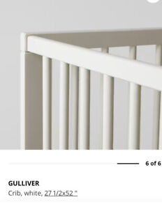 Ikea Gulliver baby/toddler crib bed white wood very nice 3 in 1