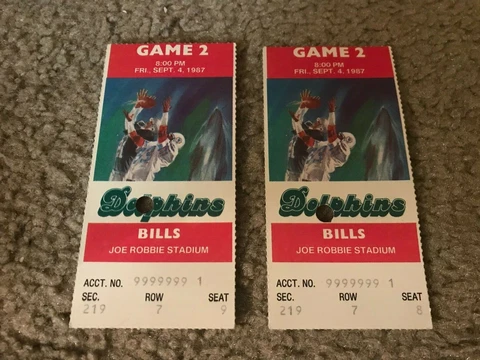 Vintage MIAMI DOLPHINS TICKET STUB vs BUFFALO BILLS 9/4 1987 JOE ROBBIE STADIUM Cover
