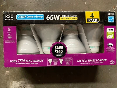 (4-Pack) Feit Electric Conserv-Energy R30 Reflector 65W Replacement - Uses 15W - Image 1 of 2