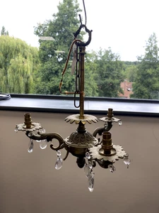 Hervorragender hochwertiger antiker französischer 3-armiger Bronze Kronleuchter H45cm B40cm - Bild 1 von 6