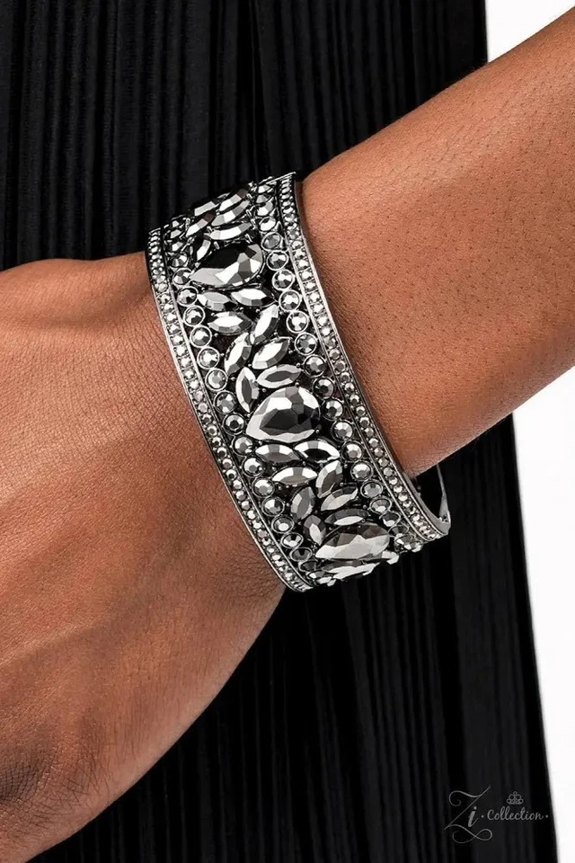 Pulsera Paparazzi After Party Powerhouse Zi Bisagra Hematita Gunmetal Foto 1 de 2