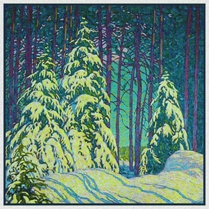 Paisaje de amanecer de invierno por el canadiense Lawren Harris patrón de punto de cruz contado - Imagen 1 de 9