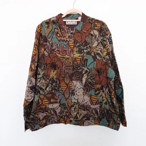 VTG Life Style Womens Jacket Sz 3X Quilted Brown Floral Patchwork Artsy Boho 90s - Picture 1 of 6