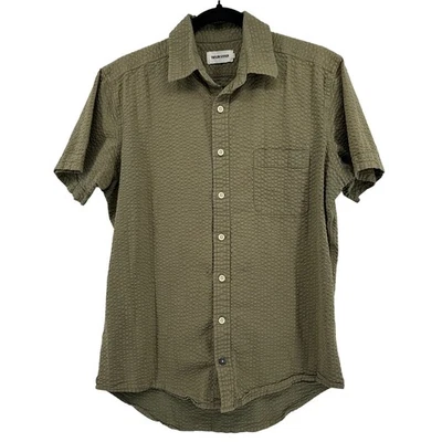 Taylor Stitch Mens Olive Textured Short Sleeve Button Up Shirt M Casual - Image 1 of 4
