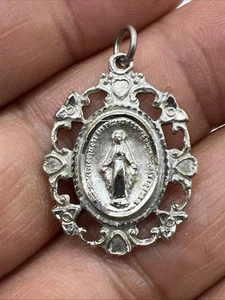 Vintage Sterling Silver Saint Mary Medal Pendant - Picture 1 of 5