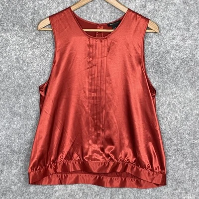 Top BCBG MAXAZRIA Mujer Plisado Satén Sin Mangas Talla XL Cóctel Fiesta Glamour Foto 1 de 4