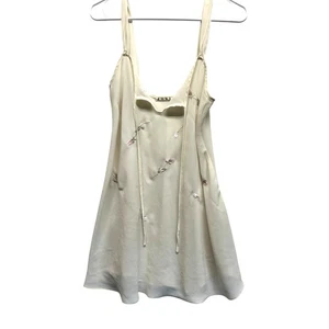 Vintage Y2K Josie Women Sheer Tank Top Mini Dress Lingerie Cream Pink Tulips - Picture 1 of 10