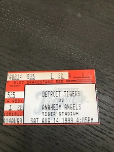 Biglietto Detroit Tigers vs.Angels 14/08/1999 Stub Tiger Stadium - Tony Clark HR #21 - Foto 1 di 2