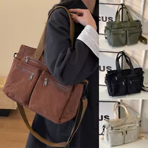 Women Corduroy Tote Bag with Multi Pockets Crossbody Bag Large Capacity Hobo Bag - Picture 1 of 16