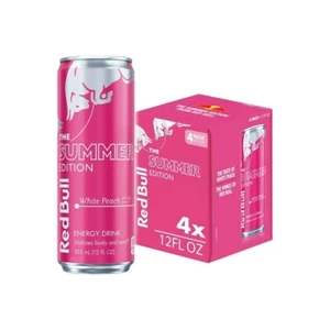 Red Bull Summer Edition Energy Drink White Peach 12oz 4 Pack In Hand Fast Ship - Picture 1 of 1