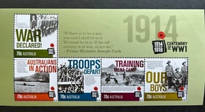 2014 Australian Stamps: Centenary WW1 1914-1918 - Miniature Sheet - MUH - Picture 1 of 2
