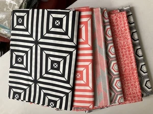 Minimalista by AGF Studio Fabric, 6 yds, Coral/Gray/Black ~ Mid Century Modern - Picture 1 of 2