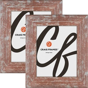 American Barn, 2" Red Faux Barnwood Rustic Picture Frame, 4x5 - 24x36, 2-Pack - Picture 1 of 8