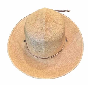 Vintage S. F. Green Straw Panama Fedora Hat Cuban Havana crushable Fine - Picture 1 of 6