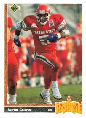 1991 Upper Deck Football Aaron Craver Star Rookie #19 - Image 1 of 2