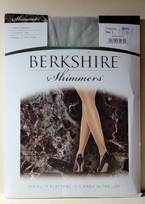 Berkshire Women's Shimmers Ultra Sheer Control Top Pantyhose Platinum Size 2 - Image 1 of 4