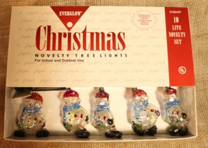 VTG Everglow Hofert's Christmas Snowman Dangling Iridescent Novelty 10 Lights - Picture 1 of 5