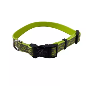 Collar reflectante para perro 1/2” S/M 12-20” verde neón lima/gris costero Lazer Brite - Imagen 1 de 8