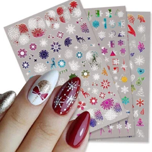 3D Nail Art Stickers Christmas Tree Snowflakes Adhesive Decals Decoration NS38 - Picture 1 of 28